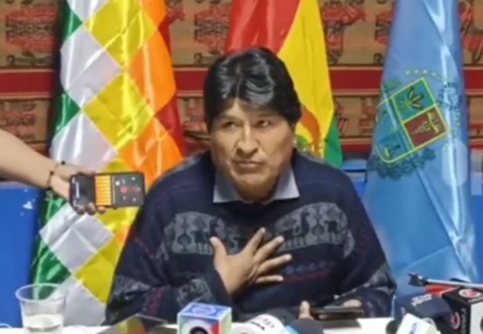 Evo Morales en conferencia de prensa este lunes.