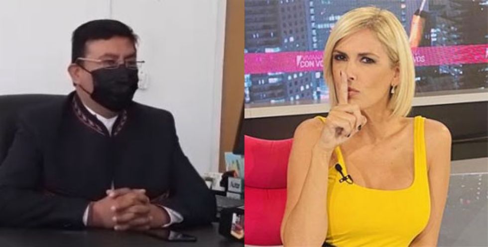 El vicecónsul Mauricio Pinaya (i) y la periodista argentina, Viviana Canosa.