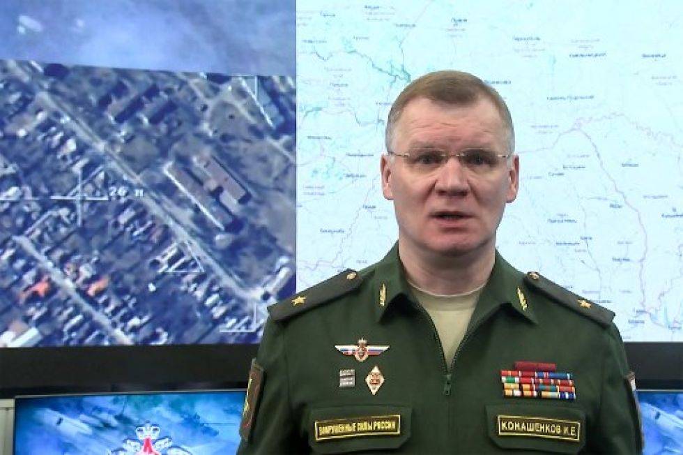 El portavoz del Ministerio de Defensa de Rusia, Igor Konashenkov, en una sesión informativa.