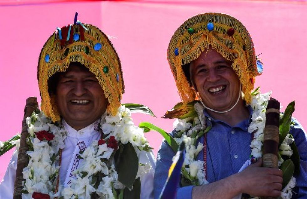 El expresidente Evo Morales (i) y el exvicepresidente Álvaro García Linera, el 10 de noviembre de 2020.