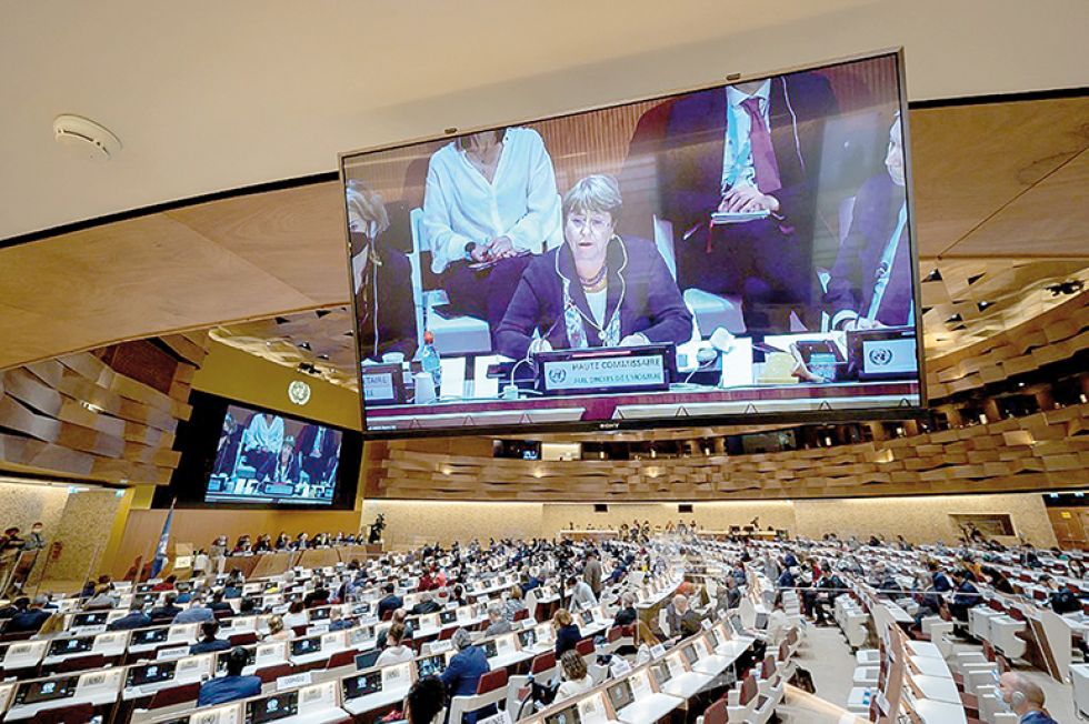SESLÓN. Vista de la reunión del Consejo de Derechos Humanos de la ONU celebrada syer en Ginebra a petición de Ucrania.