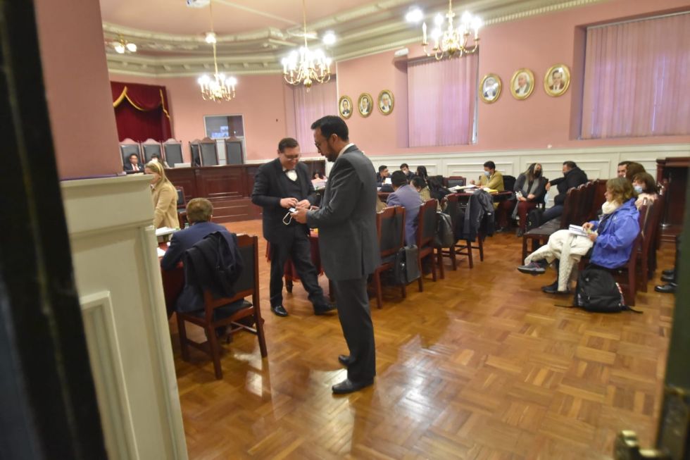 La Sala del Tribunal de Sentencia Anticorrupción durante uno de los recesos.