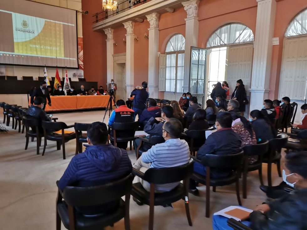 La reunión interinstitucional convocada por la Gobernación de Chuquisaca.