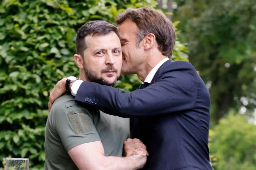 El presidente ucraniano, Volodimir Zelenski, durante su reciente encuentro con el líder francés Emmanuel Macron en Kiev.