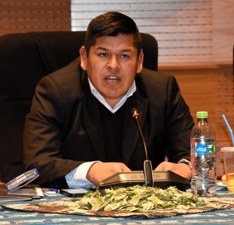 El viceministro de Defensa Social y Sustancias Controladas, Jaime Mamani, en una reunión anterior.