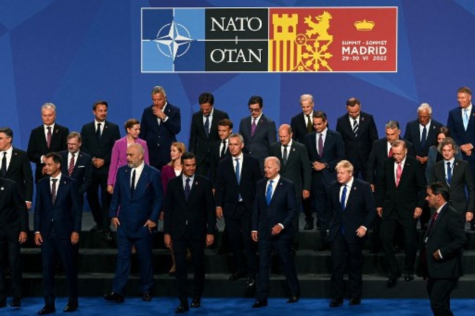 Los principales líderes de la OTAN durante la foto oficial de la Cumbre de Madrid.