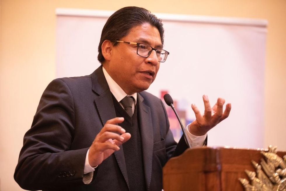 El ministro de Justicia, Iván Lima, en el conversatorio de la Vicepresidencia.