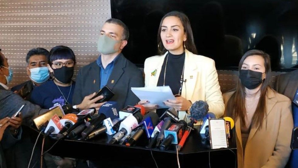 La conferencia de prensa de parlamentarios de Comunidad Ciudadana en La Paz. 