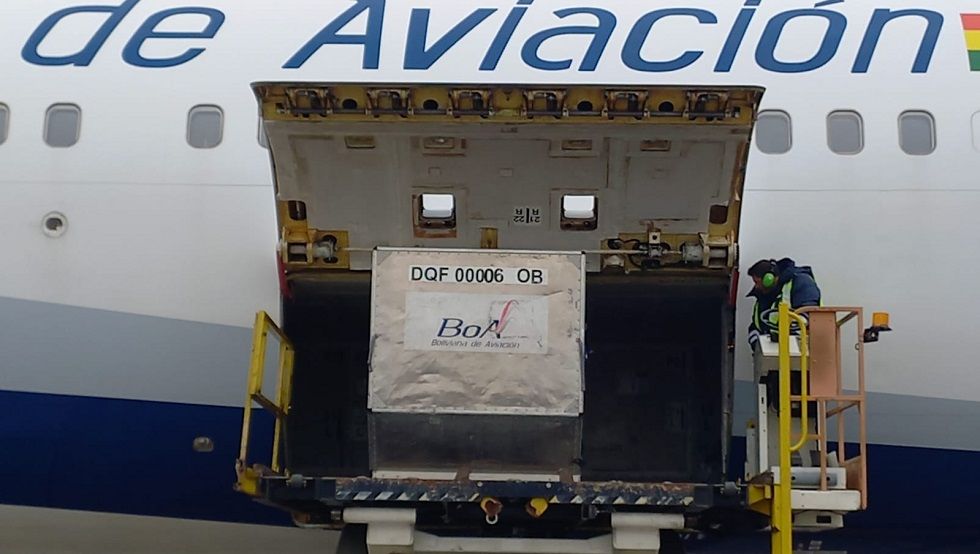 El avión en el que llegaron los restos de la víctima de feminicidio. 