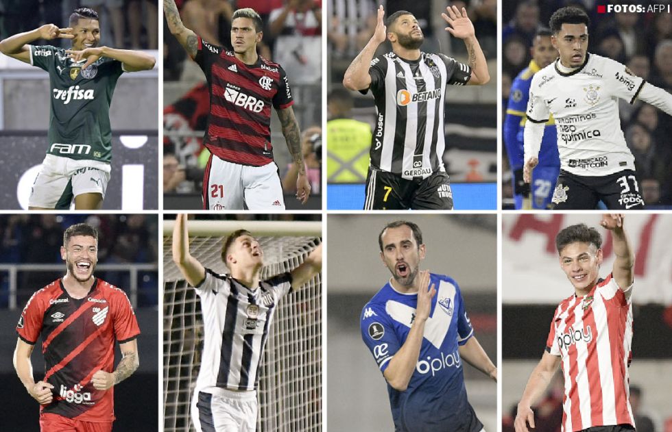 Las figuras de los ocho equipos clasificados a los cuartos de final de la Conmebol Libertadores 2022.