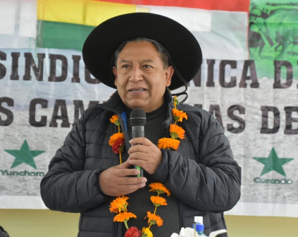 El vicepresidente David Choquehuanca en la reunión del 7 de agosto, en Tarija.