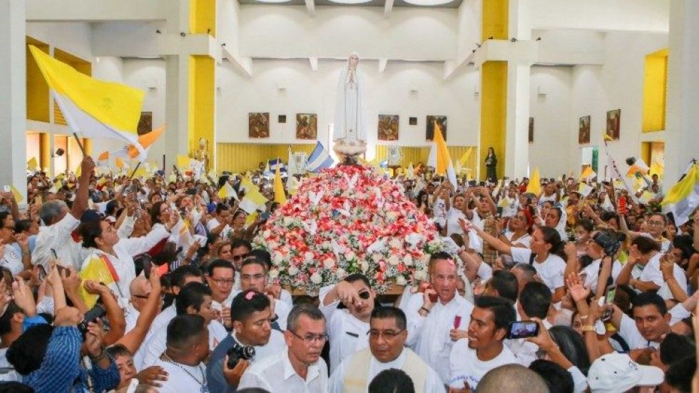 Peregrinación por la festividad de la Virgen de Fátima en Nicaragua, en 2021.
