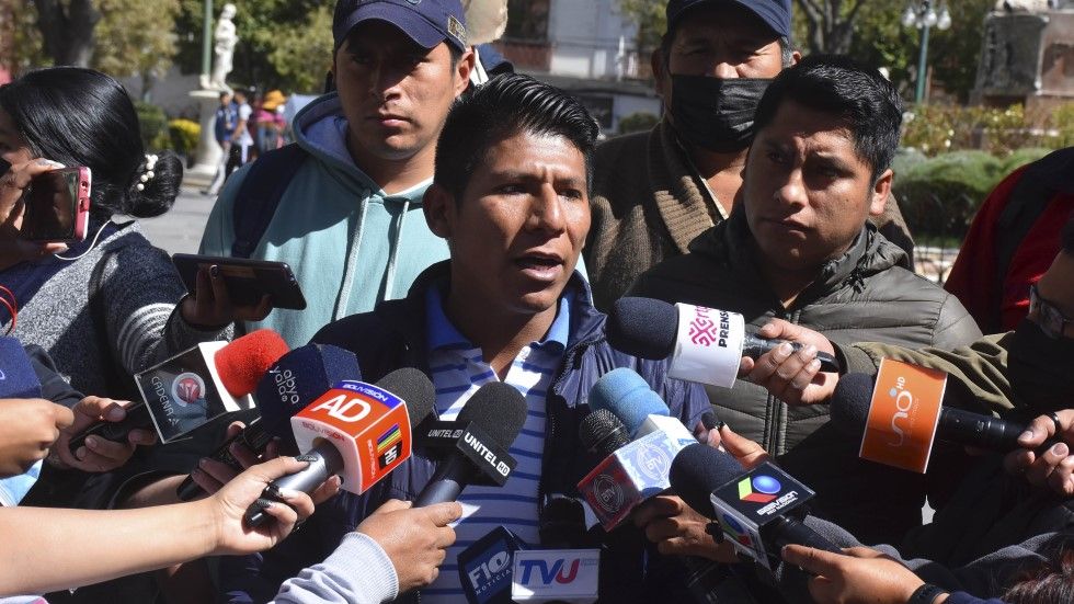 El dirigente cocalero Arnold Alanes ofreció este sábado una conferencia de prensa.