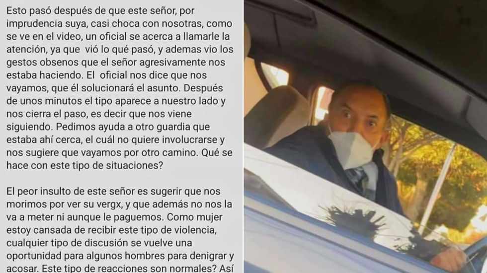 Una imagen del hombre que insultó y acosó a dos mujeres tras un incidente de tránsito.