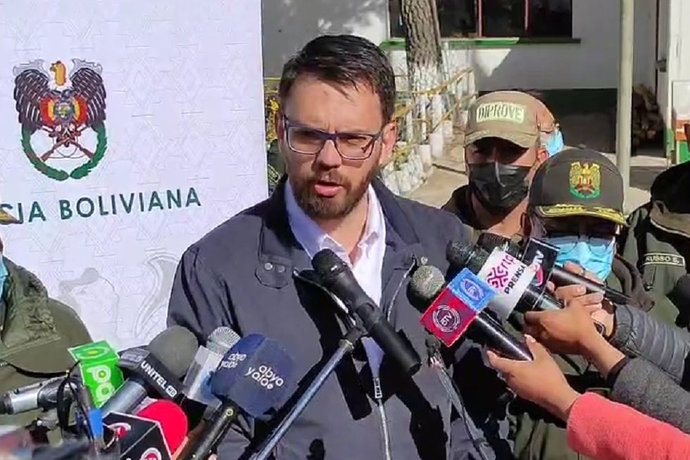 Eduardo del Castillo en un acto de la Policía Boliviana este jueves, en La Paz.