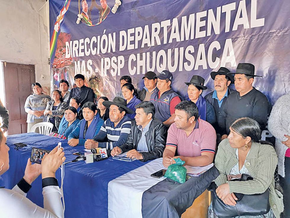 MAS. Los dirigentes del partido y organizaciones sociales oficialistas en Chuquisaca.
