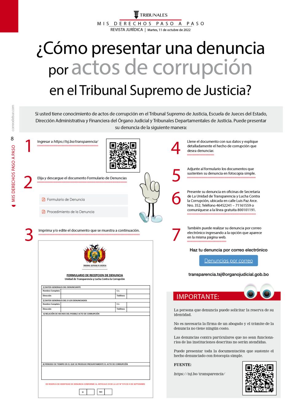 ¿Cómo presentar una denuncia por actos de corrupción en el Tribunal Supremo de Justicia?