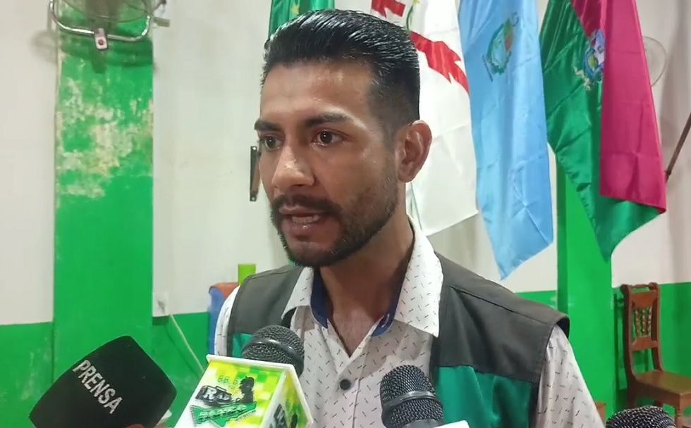 El presidente del Comité Cívico de Pando, Jhoiner Calpiñheiro, en entrevista con la prensa en Cobija.