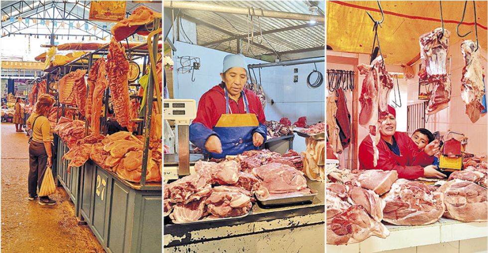 COMERCIALIZACIÓN. El panorama de la venta de carne de cerdo en el mercado Campesino, Central y El Morro.