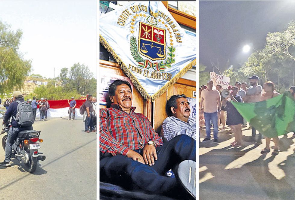 PROTESTAS. Algunas de las manifestaciones que se registraron ayer en Tarija, Cochabamba y Trinidad.