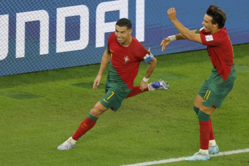 CR7 celebra su histórico gol, el de la apertura del partido frente a Ghana.