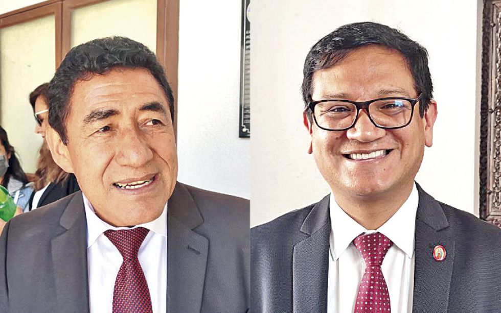 ELECCIONES. El ganador a Rectorado de San Francisco Xavier, Walter Arízaga (i) y el vencedor a Vicerrectorado, Erick Mita (d).