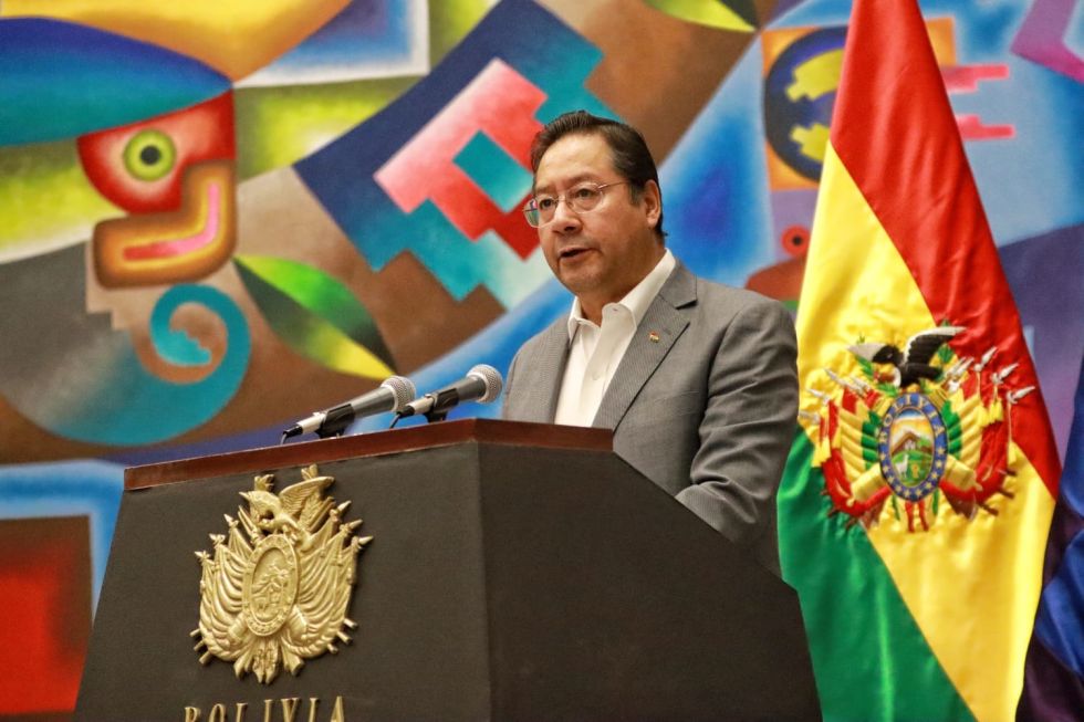 El presidente Luis Arce en un acto en la Casa Grande del Pueblo, el 1 de noviembre.