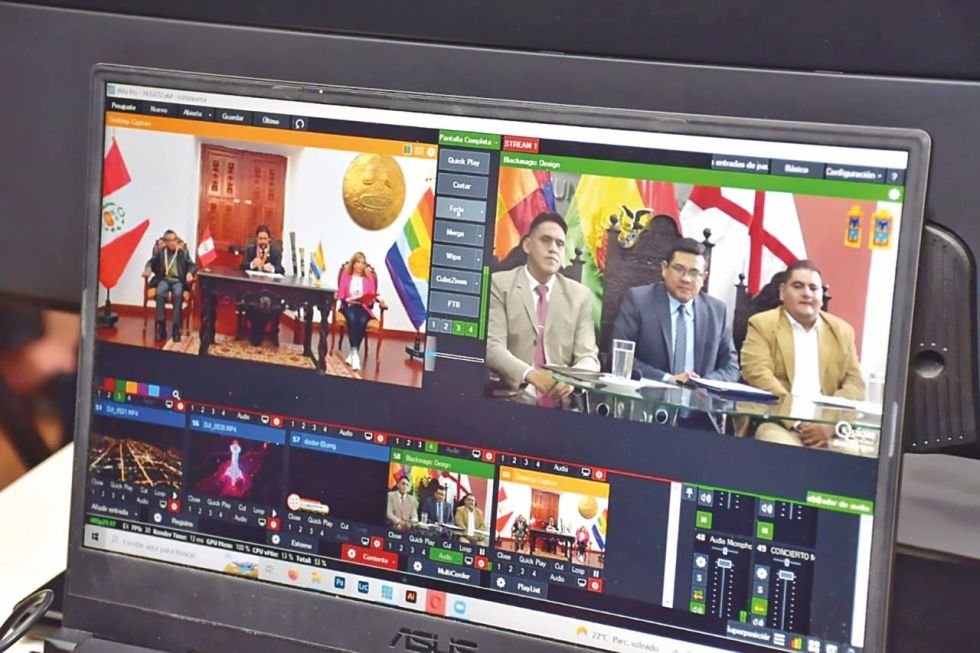 HISTÓRICO. Las autoridades de Sucre y Cusco durante el acto de la firma de convenio virtual.