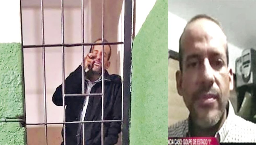 DETENCIÓN. El Gobernador cruceño en celdas de la Felcc y cuando tomó la palabra en la audiencia cautelar.