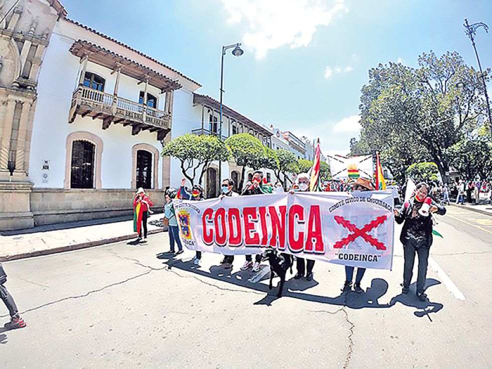 CODEINCA. Una manifestación del Comité Cívico de Chuquisaca, el anfitrión el encuentro.