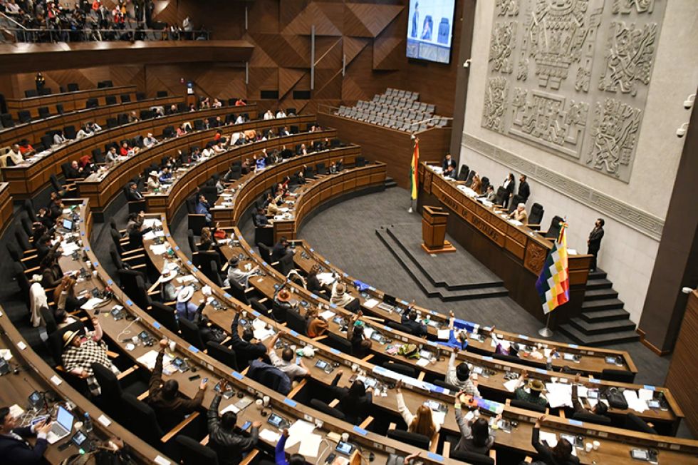 ASAMBLEA. Vista del interior de la Cámara de Diputados, con sede en La Paz.