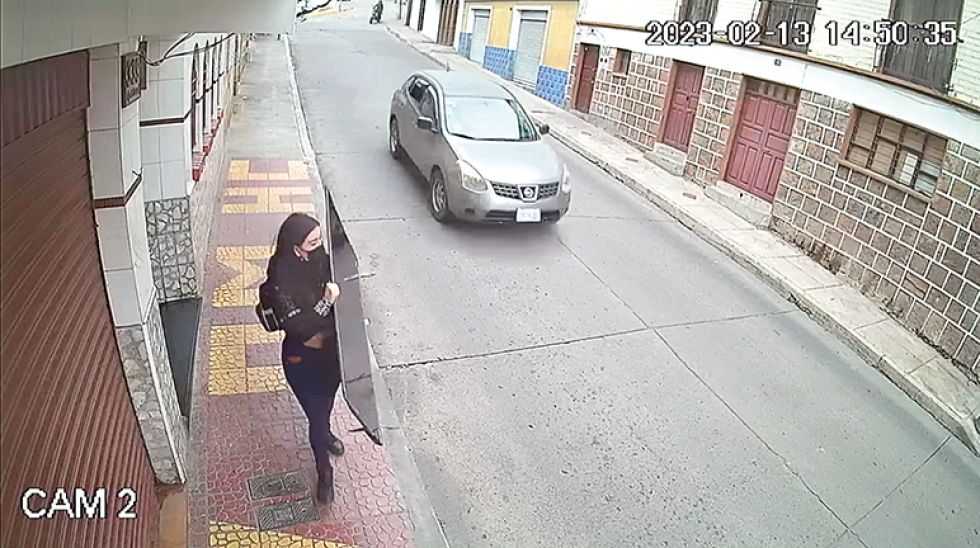 DENUNCIA. La joven que aparece en la imagen habría robado este televisor en el pasaje Roumá, ayer.