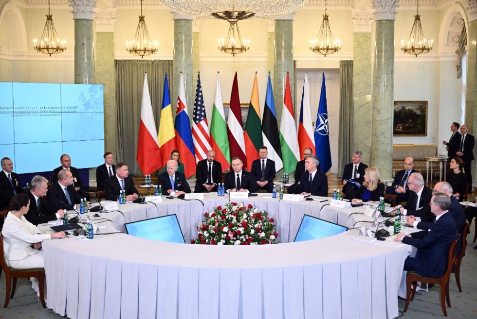 El presidente de los Estados Unidos, Joe Biden asiste a una reunión presidida por el presidente polaco Andrzej Duda en el Palacio Presidencial