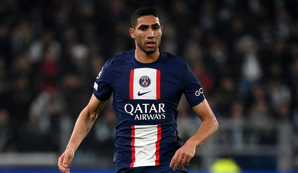 El defensor marroquí del PSG Achraf Hakimi.