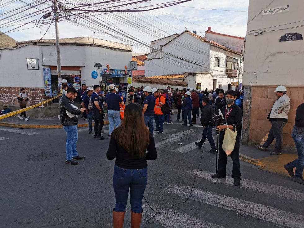 El sector de La Sombrerería, donde se realiza el congreso petrolero, en el momento del desalojo. RICHARD MAMANI/CORREO DEL SUR