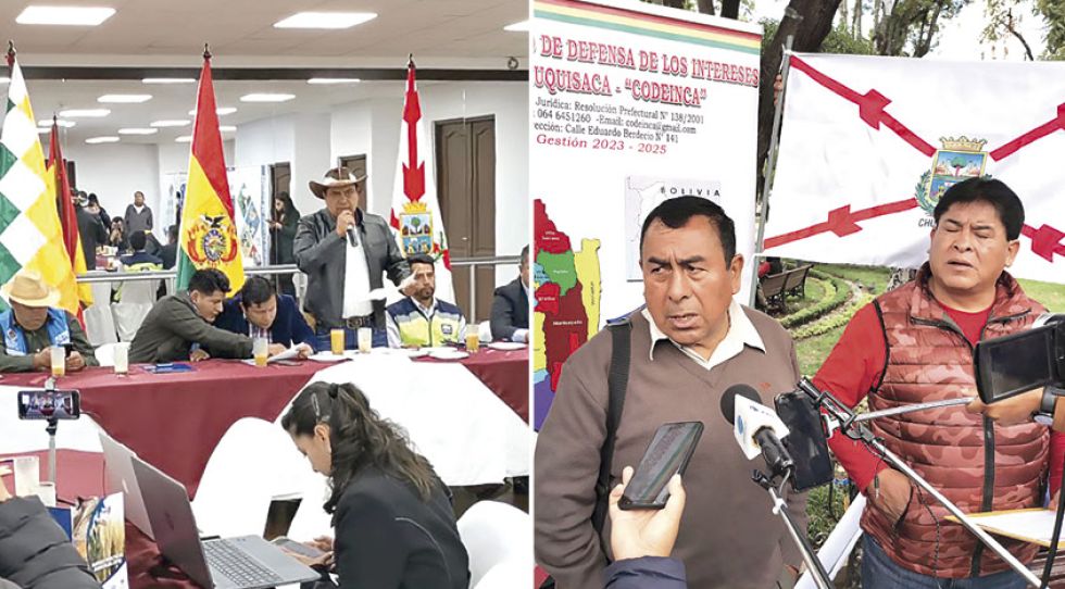 PROPUESTAS. Yamil Flores expone el estado de los proyectos comprometidos por Arce; al lado, Codeinca presenta su agenda regional.