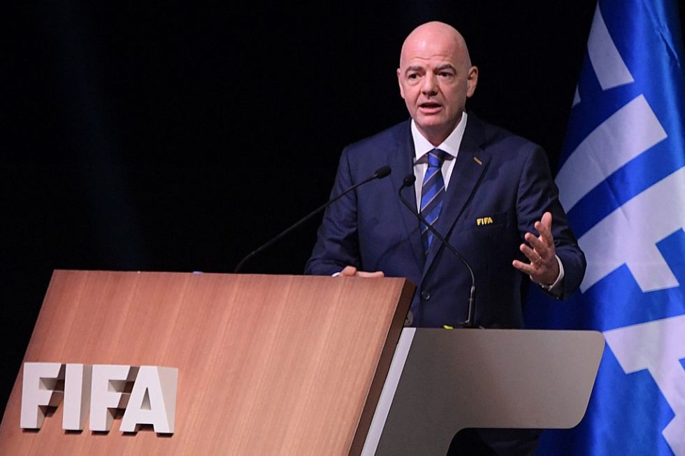 El presidente de la FIFA, Gianni Infantino, habla después de su reelección durante el 73.er Congreso de la FIFA