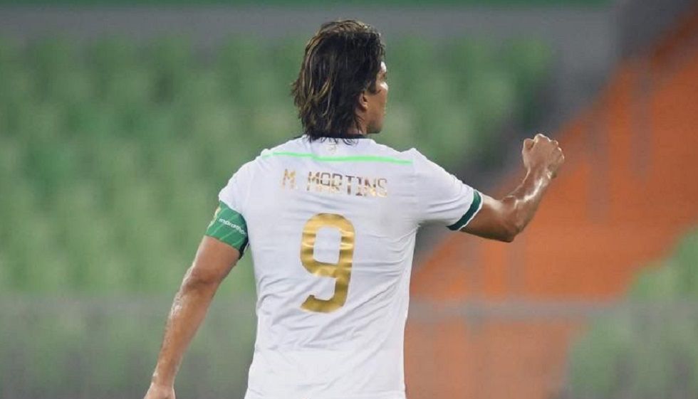 El delantero boliviano Marcelo Martins celebra el gol convertido ante Arabia Saudita.
