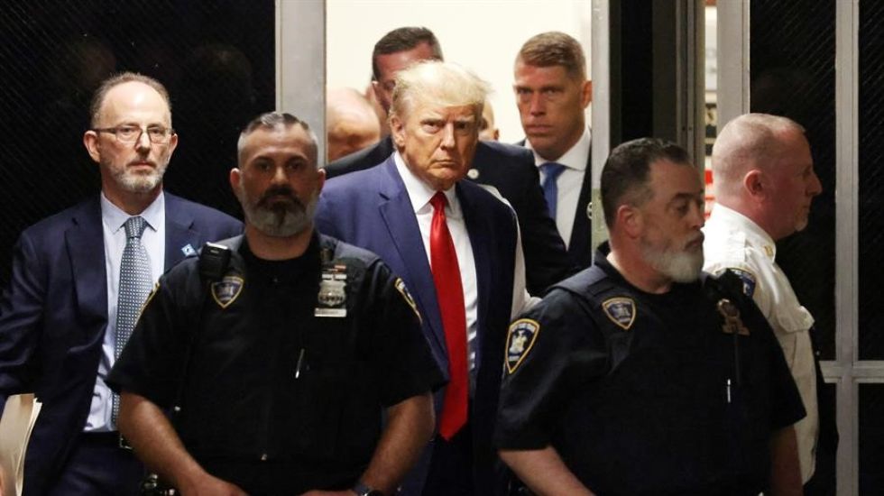 Donald Trump al ingresar al Tribunal de Nueva York.