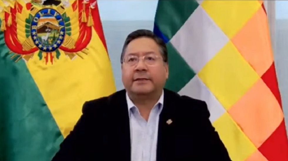 Luis Arce durante su intervención en la Cumbre Presidencial contra la Inflación.