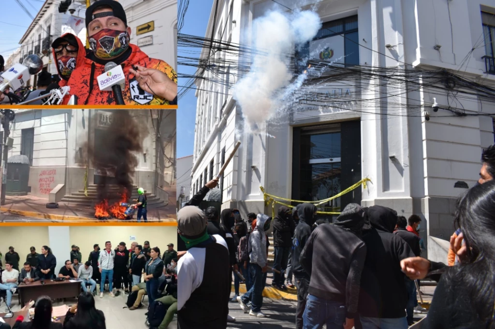 Una composición fotográfica de los hechos protagonizados por la RJC y la sentencia condenatoria.