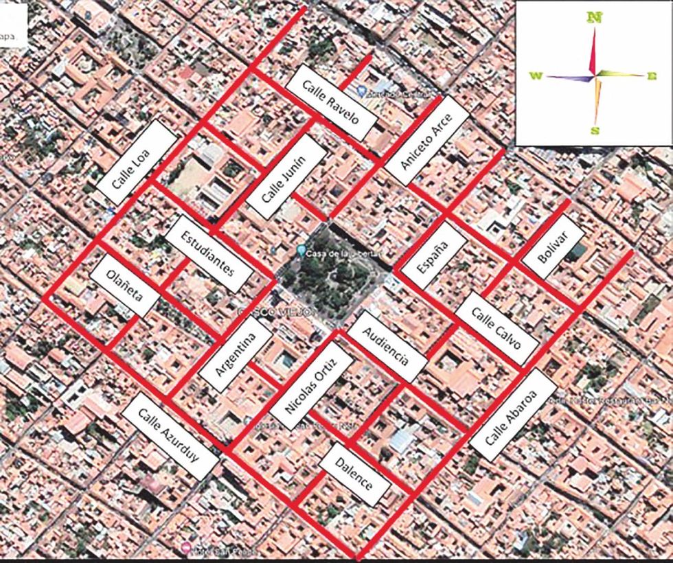 LEY. Calles aledañas a la plaza 25 de Mayo, en los que estará prohibido el estacionamiento.
