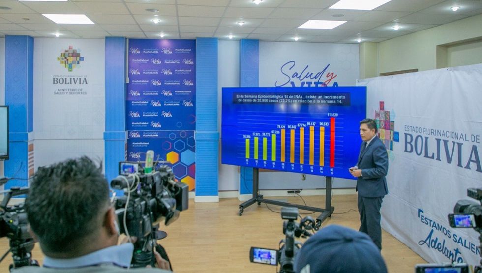 El ministro de Salud, Jeyson Auza, en la presentación del informe epidemiológico.