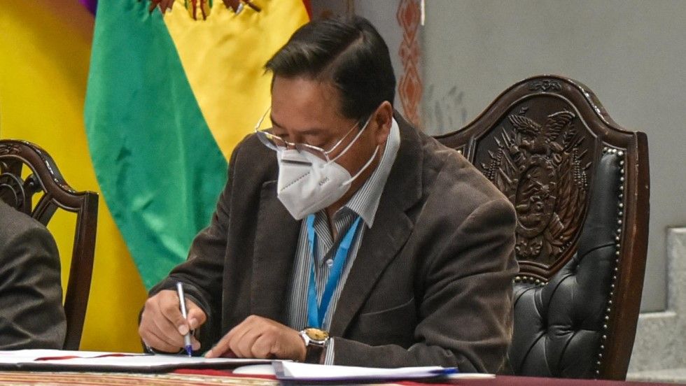 El presidente Luis Arce en una anterior aparición pública. 