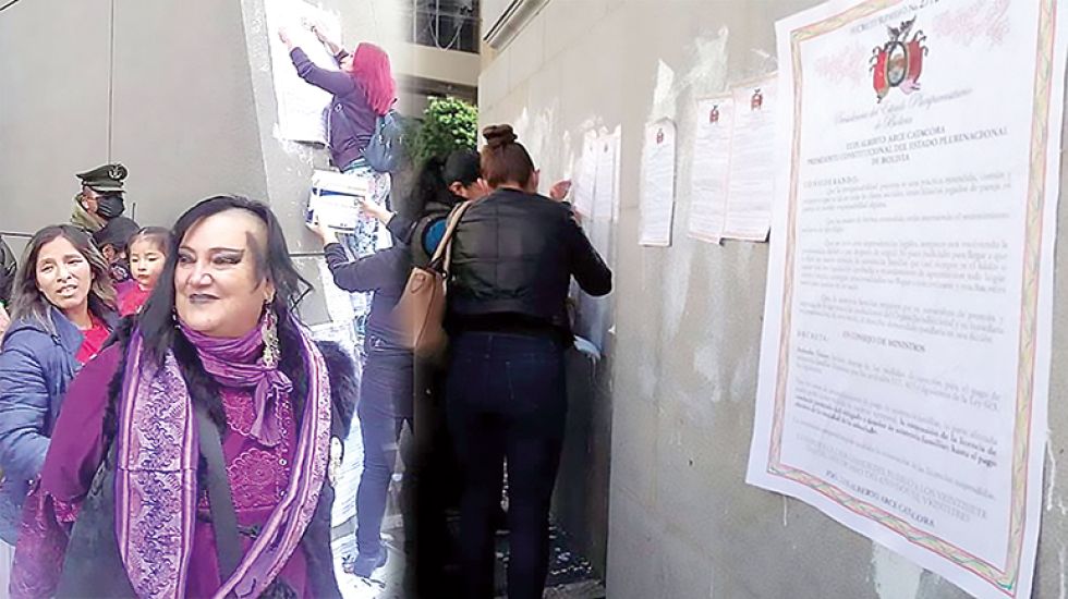 LA PAz. La movilización de las activistas en puertas de la Vicepresidencia del Estado.
