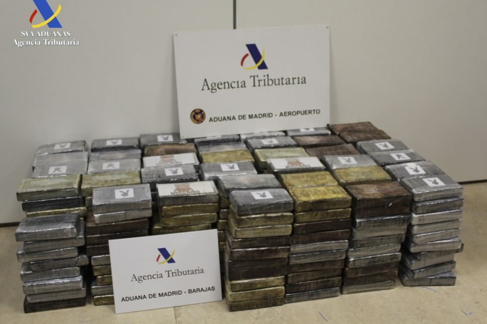 Los 478 kilos de cocaína interceptadas en el aeropuerto de Barajas.