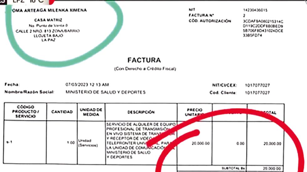 EVIDENCIA. La factura de la empresa que está a nombre de la hijastra del exjefe de Comunicación.
