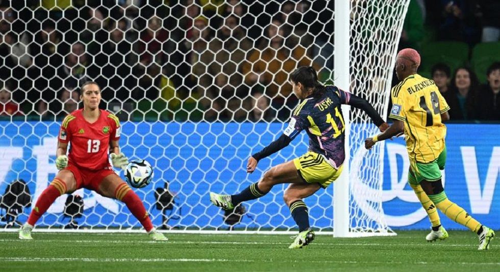 La colombiana Catalina Usme anota el único gol del encuentro ante Jamaica. 