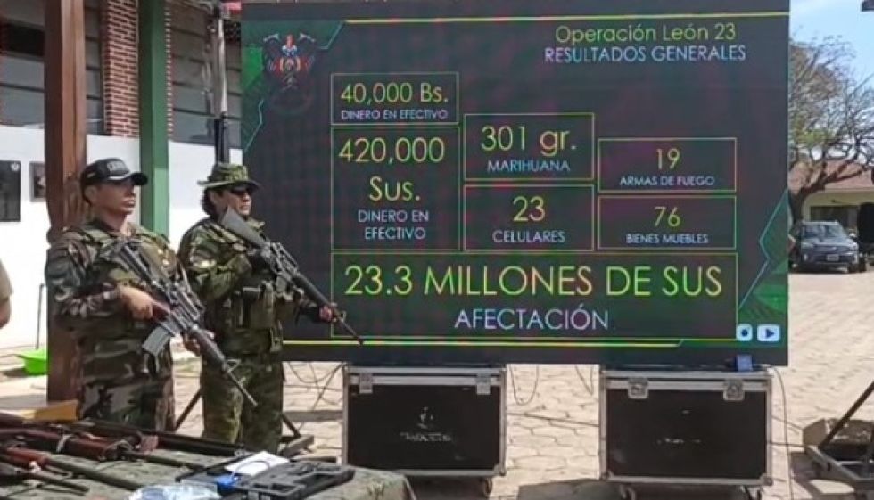 Exposición de datos por parte de la Policía Boliviana sobre el caso Marset. / Foto: Policía Boliviana Exposición de datos por parte de la Policía Boliviana sobre el caso Marset.