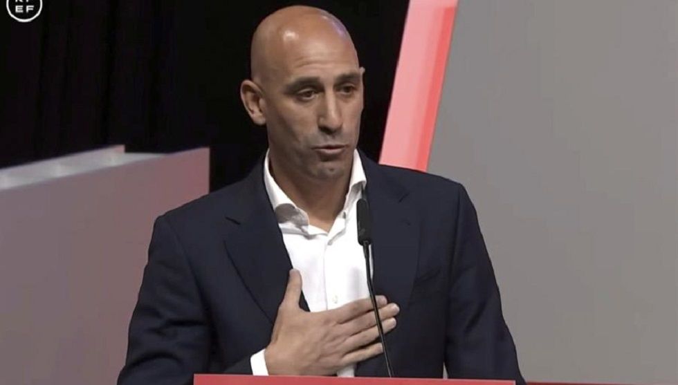 El presidente de la Federación Española de Fútbol, Luis Rubiales, en la Asamblea General de este organismo.